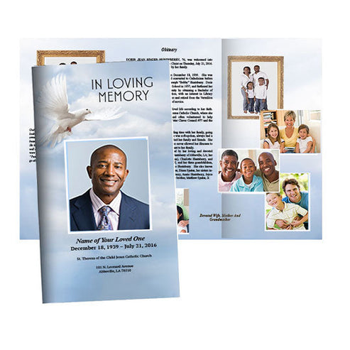 Dove of Peace Trifold Funeral Brochure Template – Funeral Program-Site ...