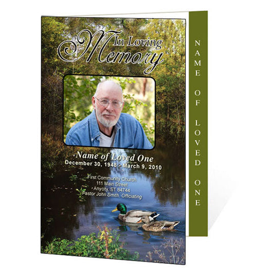 Duck Pond 4-Sided Graduated Funeral Program Template.