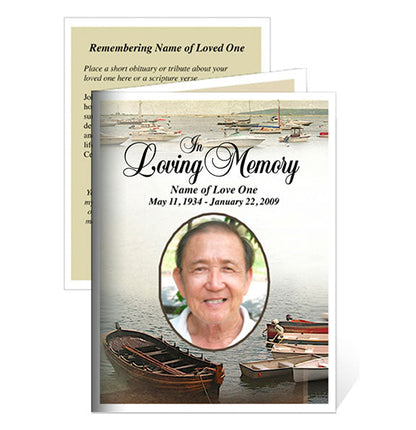 Fishing Small Memorial Card Template.