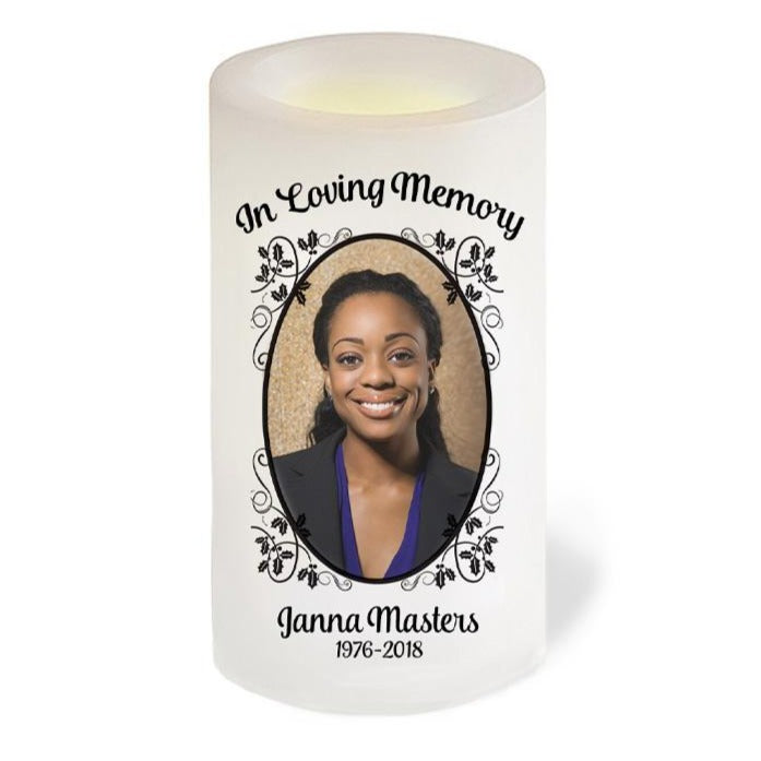 Flourish Leaves Flameless LED Memorial Candle.