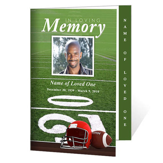 Football 4-Sided Graduated Funeral Program Template.