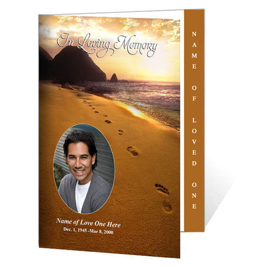 Footprints 4-Sided Graduated Funeral Program Template.