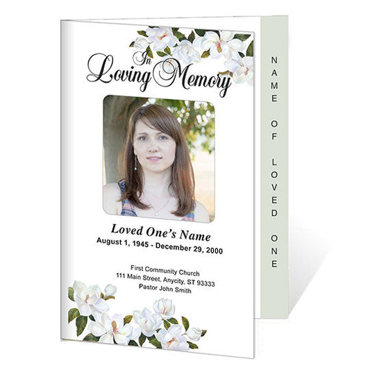 Gardenia 4-Sided Graduated Funeral Program Template.