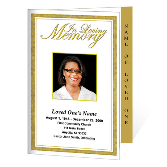 Goldenrod 4-Sided Graduated Funeral Program Template.