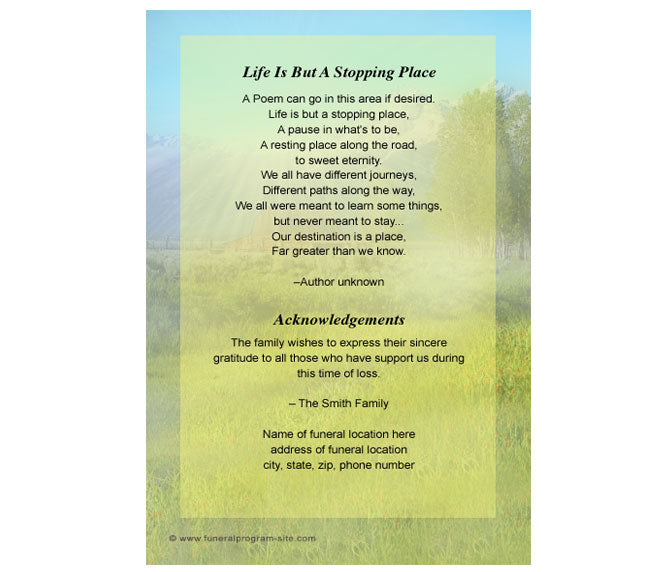 Tranquil 4-Sided Graduated Funeral Program Template.