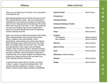 Tranquil 4-Sided Graduated Funeral Program Template.