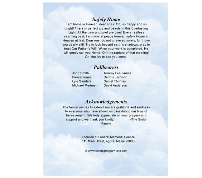 Seascape 4-Sided Graduated Funeral Program Template.