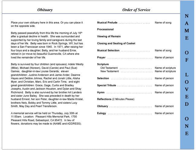 Seascape 4-Sided Graduated Funeral Program Template.