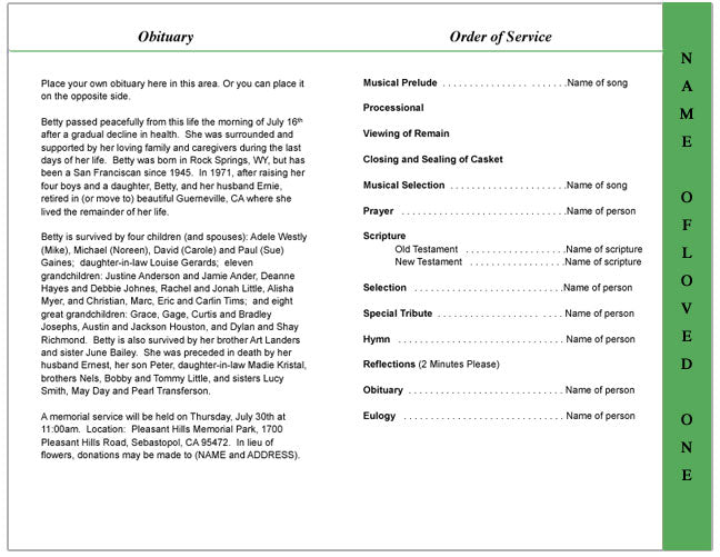 Cascade 4-Sided Graduated Funeral Program Template.