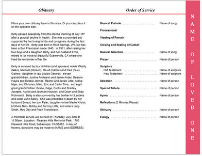 Rosy 4-Sided Graduated Funeral Program Template.