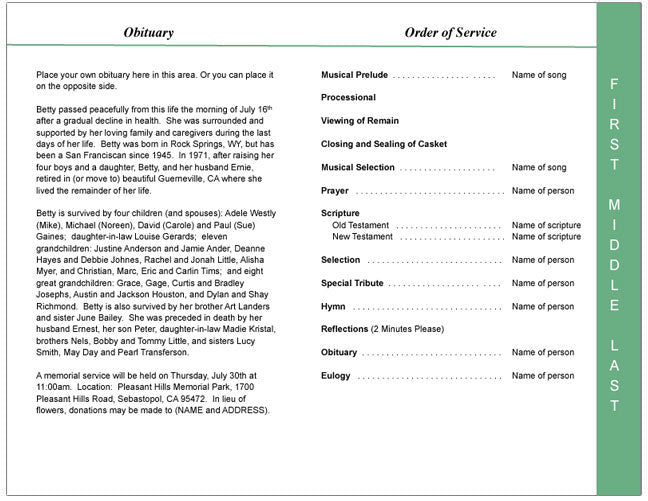 Blossom 4-Sided Graduated Funeral Program Template.