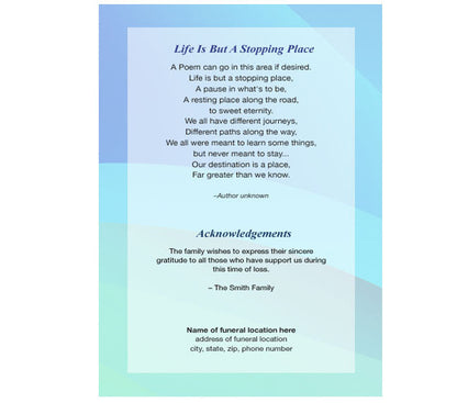 Princess 4-Sided Graduated Funeral Program Template.