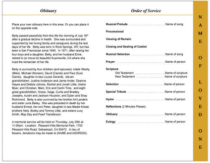 Island 4-Sided Graduated Funeral Program Template.