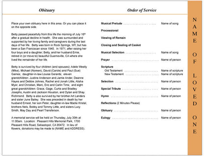 Kenya 4-Sided Graduated Funeral Program Template.