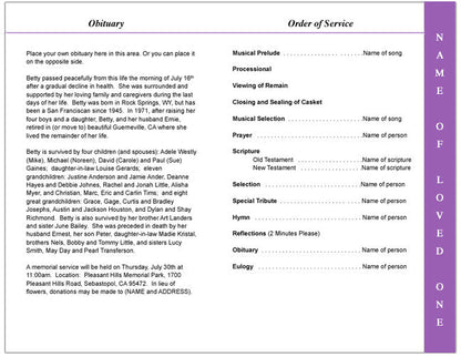 Imagine 4-Sided Graduated Funeral Program Template.