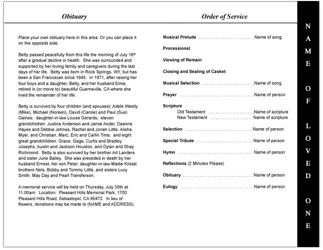 Faithful 4-Sided Funeral Graduated Program Template.