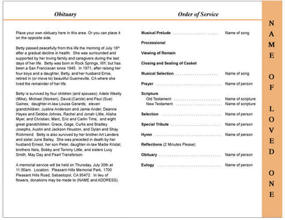 Savior 4-Sided Graduated Funeral Program Template.