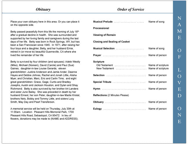 Gardener 4-Sided Graduated Funeral Program Template.