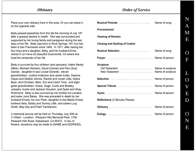 Honor 4-Sided Graduated Funeral Program Template.