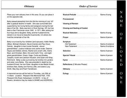 Honor 4-Sided Graduated Funeral Program Template.