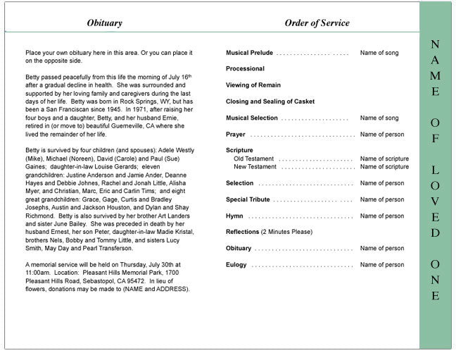 Kwanzaa 4-Sided Graduated Funeral Program Template.