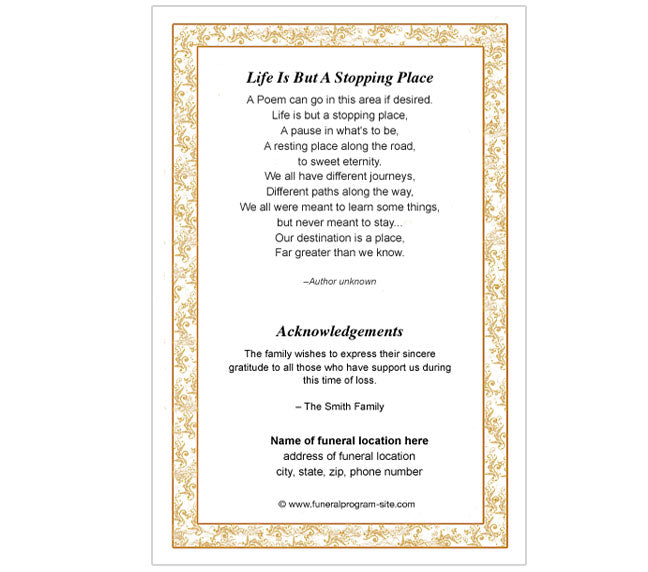 Caramel 4-Sided Graduated Funeral Program Template.