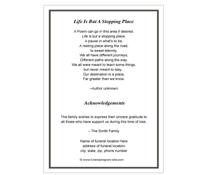 Madison 4-Sided Graduated Funeral Program Template.