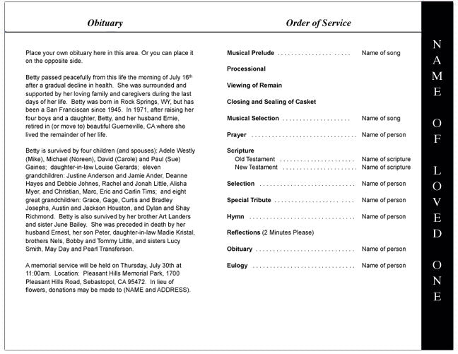 Madison 4-Sided Graduated Funeral Program Template.