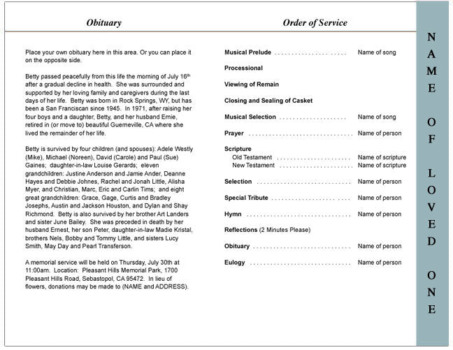 Names 4-Sided Graduated Funeral Program Template.