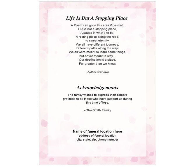 Spring 4-Sided Graduated Funeral Program Template.