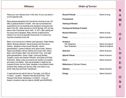 Spring 4-Sided Graduated Funeral Program Template.