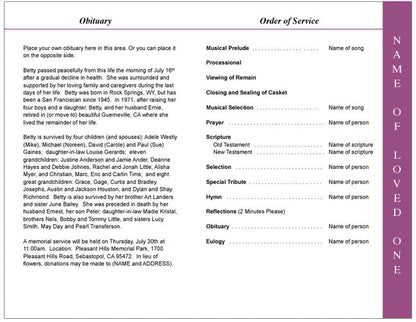 Lucia 4-Sided Graduated Funeral Program Template.