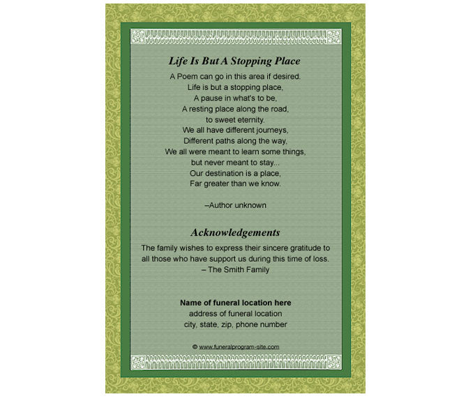 Celtic 4-Sided Graduated Funeral Program Template.