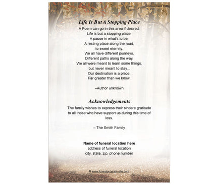 Deer 4-Sided Graduated Funeral Program Template.