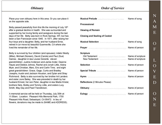 Deer 4-Sided Graduated Funeral Program Template.