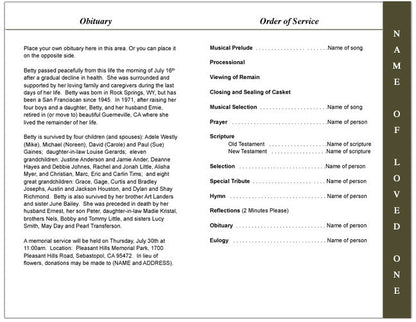 Hunter 4-Sided Graduated Funeral Program Template.