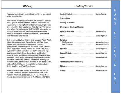 Train 4-Sided Graduated Funeral Program Template.