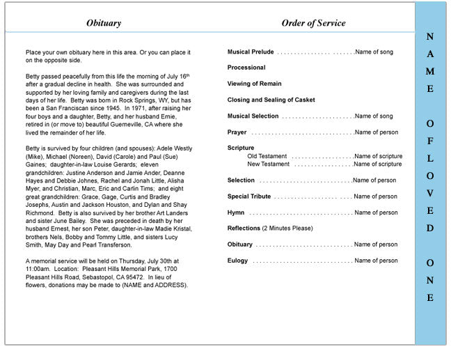 Brilliance 4-Sided Graduated Funeral Program Template.