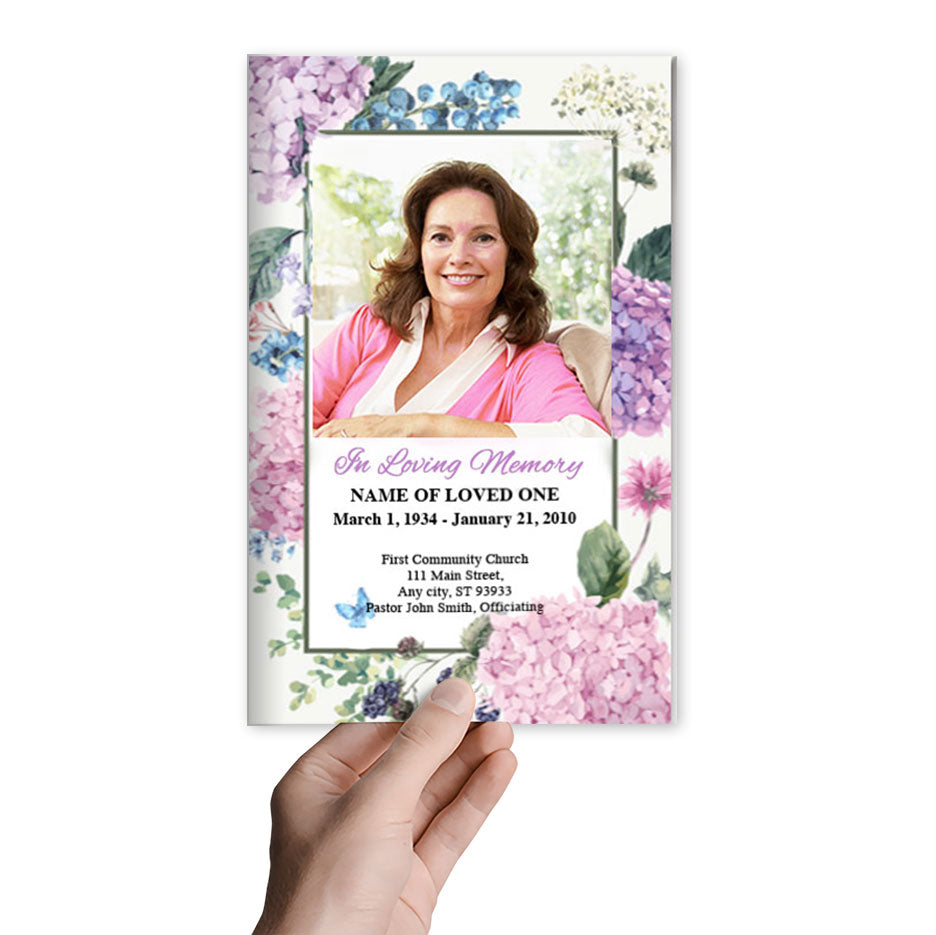 Hydrangea Watercolor Funeral Program Template | Funeral Programs ...