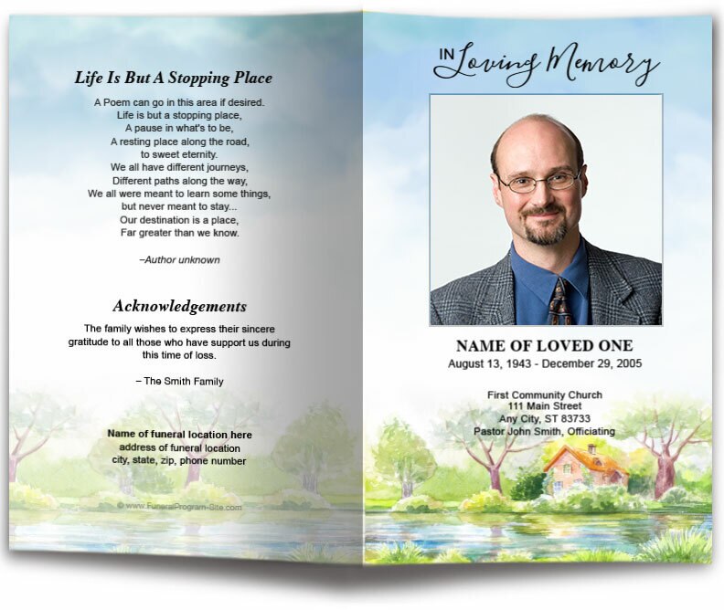 River Funeral Program Template - Funeral Programs – Funeral Program ...