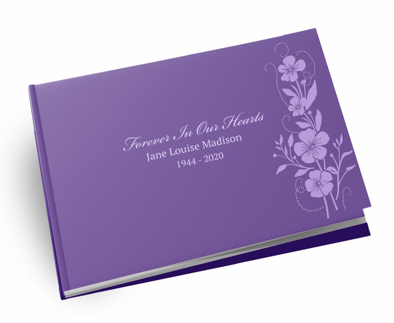 Sweet Flowers Landscape Linen Funeral Guest Book.