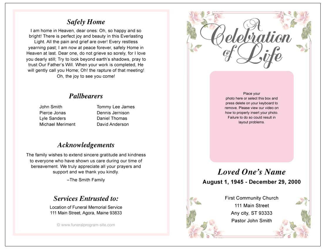 Floret 4-Sided Graduated Funeral Program Template.