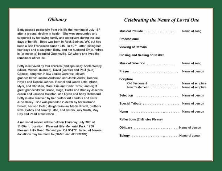 Soccer Funeral Program Template.