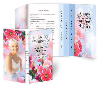 Blooming Gatefold-Graduated Combo Funeral Program Design & Print (Pack of 50).