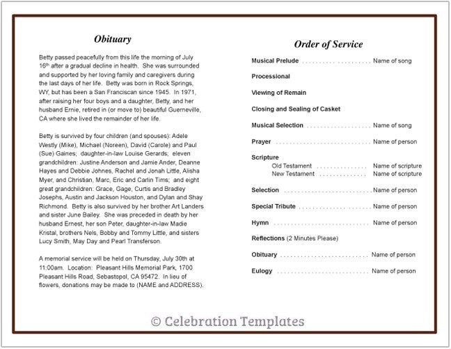 Cherish Funeral Program Template.