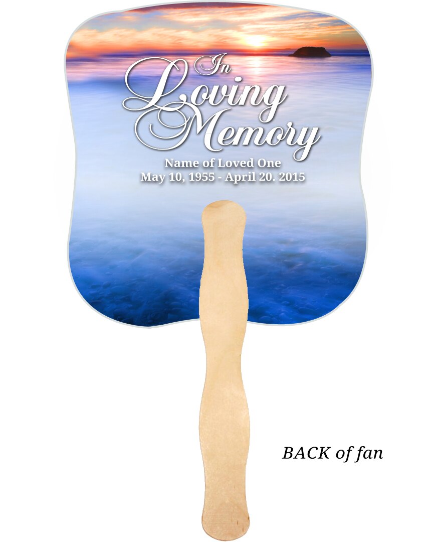 Dusk Cardstock Memorial Fan With Wooden Handle (Pack of 10).