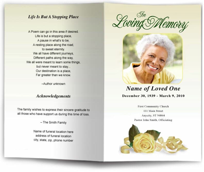 Memory Funeral Program Template - Funeral Program Site – Funeral ...