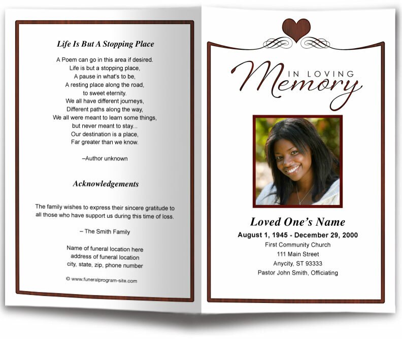 Cherish Funeral Program Template | DIY Funeral Programs – Funeral ...