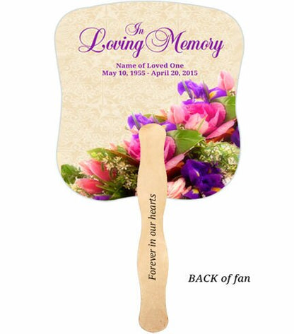 Golden Cardstock Memorial Fan With Wooden Handle (Pack of 10).