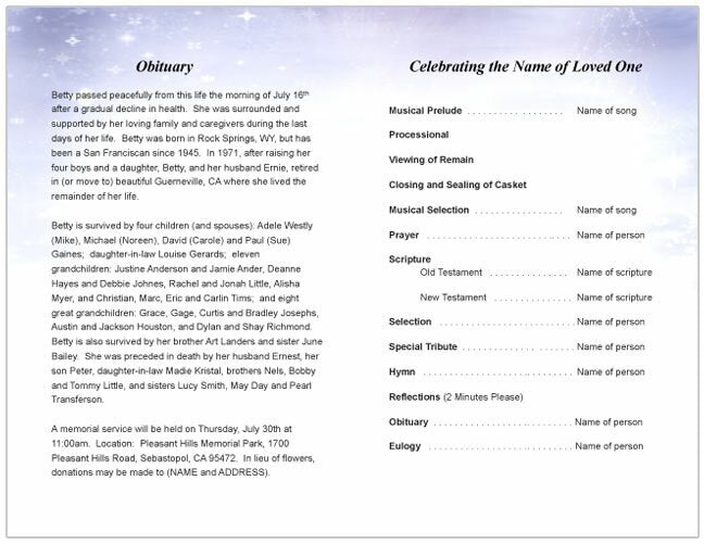 Pathway Funeral Program Template DIY Funeral Programs Funeral